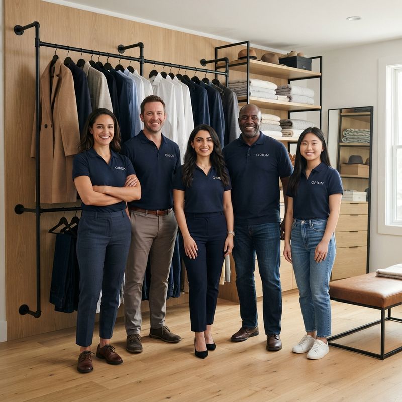 The Timate team in a closet fitted with wall-mounted steel racks